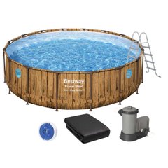 Каркасный бассейн Bestway Дерево 56725 (488х122 см) с картриджным фильтром, стремянкой и тентом. ap4907 фото