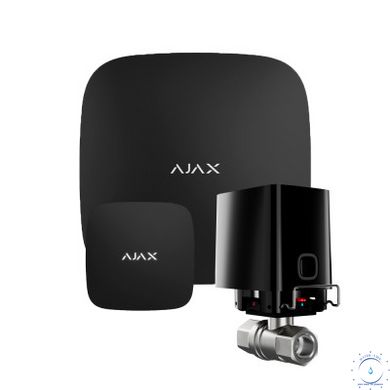Комплект сигнализации Ajax с 1 краном WaterStop 1/2" Ajax Hub2 + LeaksProtect Черный ajax006115 фото