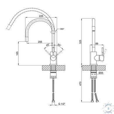 Змішувач для кухні Lidz Aria 015F3 з гнучким виливом (k35) LDARI015F3WHI43362 White / Nickel SD00049485 фото