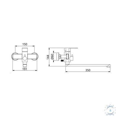 Змішувач для ванни Lidz Luna 005 (з душовим гарнітуром) (k35) LDLUN005NKS46093 Nickel SD00052217 фото