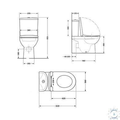 Унитаз-компакт Qtap Robin Ultra Quiet безободковый с сиденьем Soft-close QT13226089AW SD00051949 фото