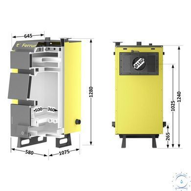 Котел твердопаливний сталевий Thermo Alliance Ferrum W V 5.0 FW 26 SD00053218 фото