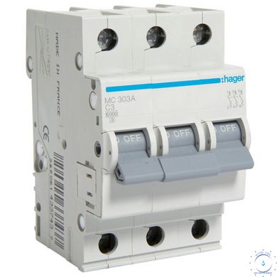 Автоматичний вимикач Hager MC301A 3-полюсний 6kA In=1А тип C ap8506 фото