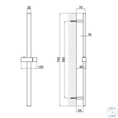Душова стійка з тримачем універсальна Qtap Lepit 705 мм прямокутна QTLEP82103NB Black Matt SD00047528 фото
