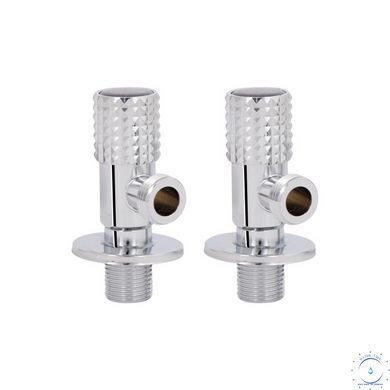 Комплект угловых кранов Thermo Alliance Standart (круг, черный) 1/2"НН, нерж, хром, керам. букса TAS350W1515B SD00055671 фото