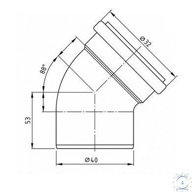 Колено канализационное редукционное Ostendorf-OSMA HT-System PLUS d40/32&times;88&deg; SD00057600 фото