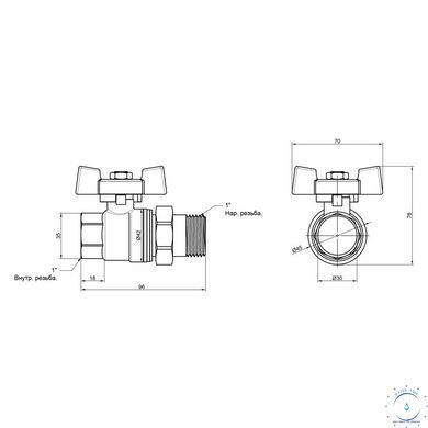 Кран шаровой "Американка" Thermo Alliance Standart 1" ВН прямой SD220NW25PN40 SD00021423 фото