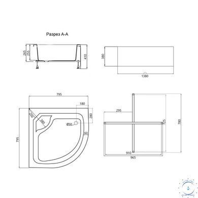 Душевой поддон Lidz KAPIELKA ST80x80x41 см с панелью SD00050482 фото