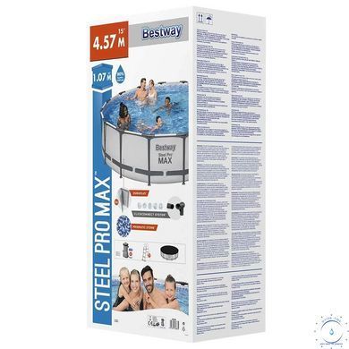Каркасный бассейн Bestway 56488 (457х107 см) с картриджным фильтром, тентом и лестницей 18485 фото