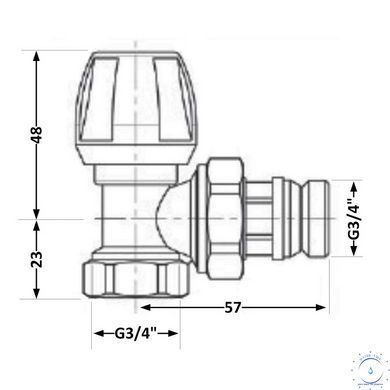 Кран радиаторный Icma №803+940 угловой 3/4" с ручкой SD00023707 фото