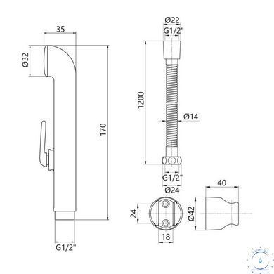 Набор для гігієнічного душу Qtap Inspai-Varius округлий QTSETCRMA021 Chrome/Grey (Set) SD00035713 фото