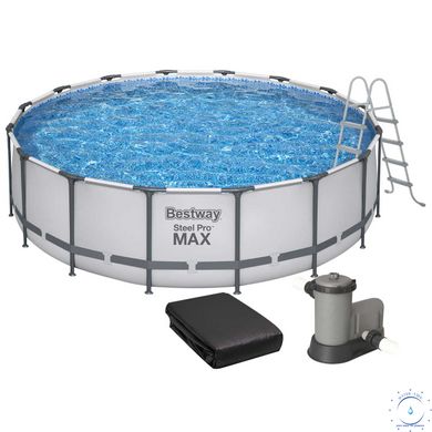 Каркасный бассейн Bestway 5612Z (488х122 см) с картриджным фильтром, стремянкой и тентом ap6980 фото