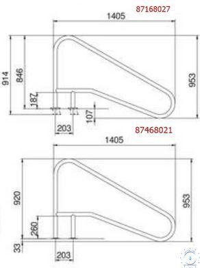 Поручень Flexinox 87168027 для римських сходів FX-02 (1405 мм, анкер, AISI-316L) 41010 фото
