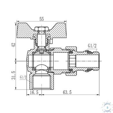 Кран шаровой "Американка" Thermo Alliance Forte 1/2" с антипротечкой угловой SF223W15 SD00017972 фото