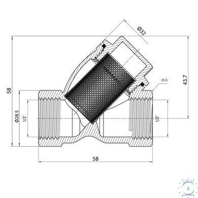 Фильтр грубой очистки Thermo Alliance Forte 1/2"ВВ никель для воды косой TAF124W15 SD00053363 фото