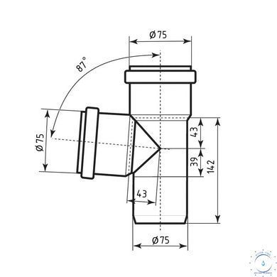 Тройник канализационный Ostendorf-OSMA HT-System PLUS d75/75/75&times;87&deg; SD00057555 фото