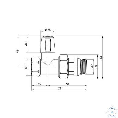 Кран радіаторний Icma 3/4" з антипротіканням прямий без ручки №815+940 SD00023710 фото