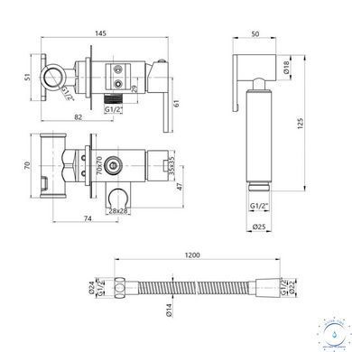 Набор для гигиенического душа Qtap Inspai-Varius прямоугольный QT259710842859NB Black Matt SD00048969 фото