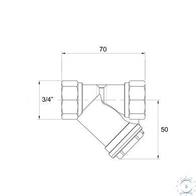 Фільтр косий Icma №50 грубої очистки 3/4" латунний SD00053613 фото