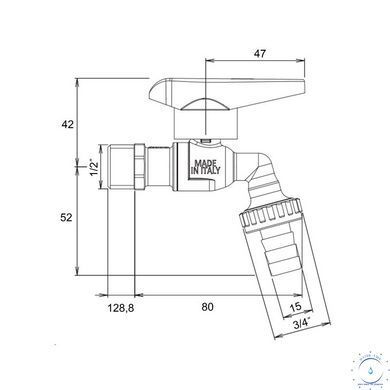 Кран кульовий для поливу Icma 598 1/2"З (з антизамерзанням) ручка алюмінієва SD00053203 фото