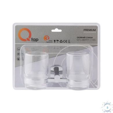 Стакан с держателем Qtap Liberty настенный двойной QTLIBCRM1155 Chrome SD00031713 фото
