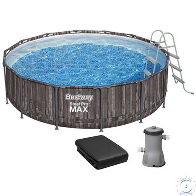 Каркасный бассейн Bestway Wood Style 5614Z (427х107 см) с картриджным фильтром, тентом и стремянкой ap6983 фото