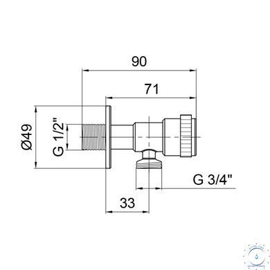 Кран угловой Thermo Alliance Standart 1/2"Нх3/4"Н нерж., с керам. буксой TAS345W1520SS SD00053549 фото
