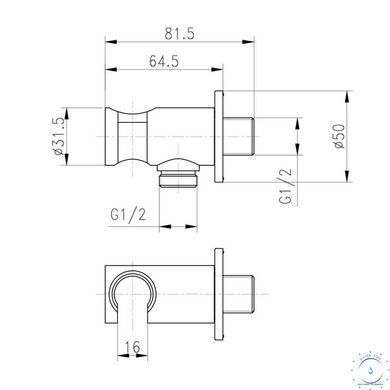 Подключение с держателем для шланга Qtap Spojeni округлое QTCRMBH030 Chrome SD00035718 фото