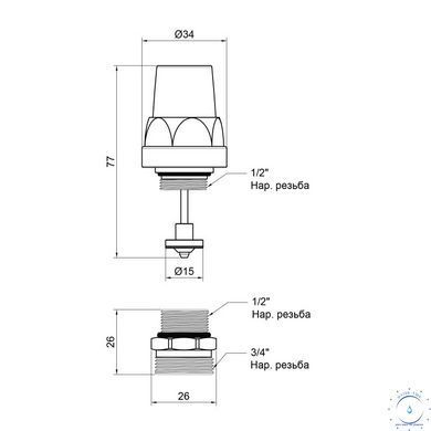 Кран термостатический Thermo Alliance Forte 1/2"х3/4" для коллектора SF012 SD00043526 фото