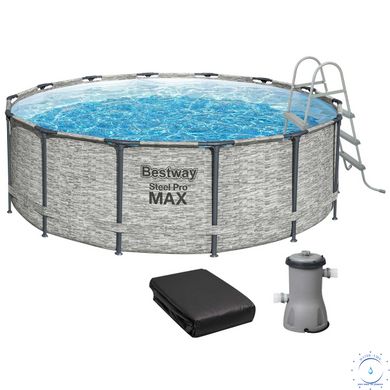 Каркасный бассейн Bestway 5619D (427х122 см) с картриджным фильтром, стремянкой и защитным тентом ap18184 фото
