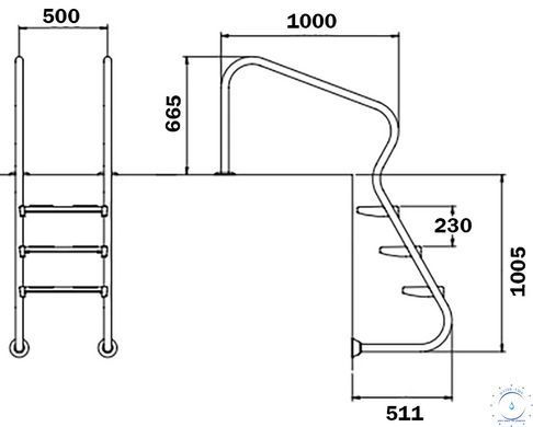 Лестница для бассейна Flexinox Easy Access Electropolished (3 ступени), AISI-316L 41015 фото