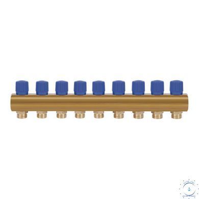 Колектор&nbsp;Icma&nbsp;з&nbsp;регулювальними&nbsp;вентилями&nbsp;1" 9 виходів №1105 (Blue) SD00049612 фото