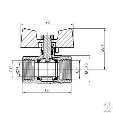 Кран кульовий Thermo Alliance Standart 1" ВР для газу (важіль) SD600NG25PN40 SD00021343 фото