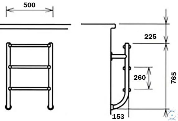 Сходи для басейну Flexinox Two-Pieces Electropolished (3 сходинки), AISI-316L (нижня частина) 5185 фото