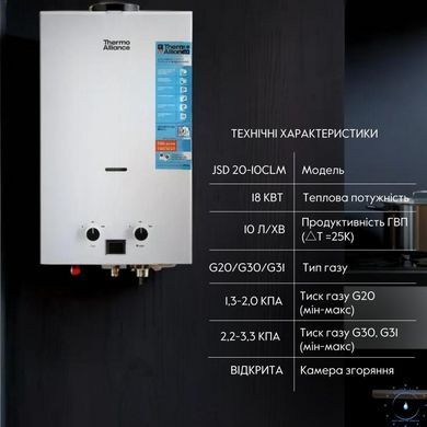 Колонка газовая дымоходная Thermo Alliance JSD20-10CLM 10 л White SD00052637 фото