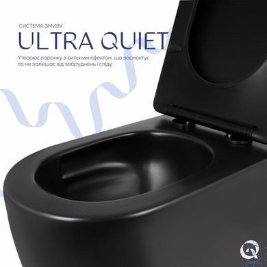 Унитаз подвесной Qtap Taurus Ultra Quiet 515&times;360&times;350 мм, Matt Black, с сиденьем Slim Duroplast / Soft-close / Quick Release QTTAU28BLM50504 SD00056628 фото