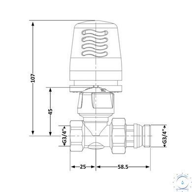 Кран радіаторний термостатичний Icma 3/4"ВЗ прямий №765+940 82765AE06940 SD00054418 фото