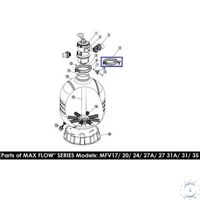 Хомут крепления 6-ти поз кран для фильтров Emaux серии MFV 89012512 ap2439 фото