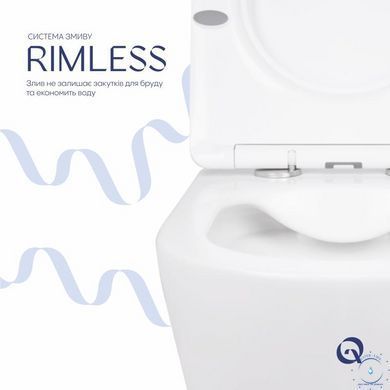 Унітаз підвісний Qtap Swan безобідковий з сідінням Soft-close QT16335178W SD00036227 фото