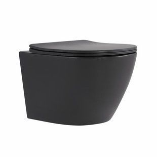 Унитаз подвесной Qtap Robin Ultra Quiet 520&times;365&times;340&nbsp;мм, Anthracite, с сиденьем Slim Duroplast / Soft-close / Quick Release QTROB26AN48995 SD00055119 фото