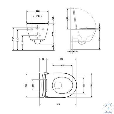 Унітаз підвісний Qtap Robin Ultra Quiet 520&times;365&times;340 мм, Anthracite, з сидінням Slim Duroplast / Soft-close / Quick Release QTROB26AN48995 SD00055119 фото