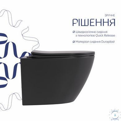 Унітаз підвісний Qtap Robin Ultra Quiet 520&times;365&times;340 мм, Anthracite, з сидінням Slim Duroplast / Soft-close / Quick Release QTROB26AN48995 SD00055119 фото