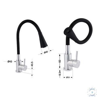 Змішувач для кухні Lidz Aria 015F31 з гнучким виливом (k35) LDARI015F31BNK31872 Black / Nickel SD00037973 фото