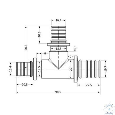 Трійник натяжний Icma №1039 d25х20х20 851039GXGWGW0 SD00053904 фото