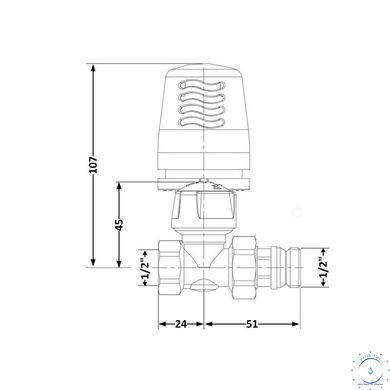 Кран радіаторний термостатичний Icma 1/2"ВЗ прямий №765+940 82765AD06940 SD00054165 фото