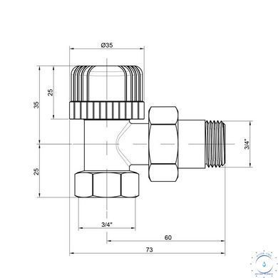 Кран радіаторний Icma 3/4" 28х1,5 кутовий №774 SD00005651 фото