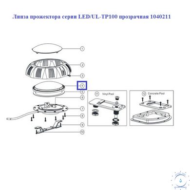 Линза прожектора Emaux серии LED/UL-TP100 прозрачная 1040211 ap3252 фото