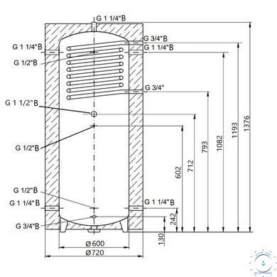 Теплоакумулятор Thermo Alliance TAI-10 350 з теплообмінником 1,4 кв. м з ізоляцією 60 мм SD00044719 фото