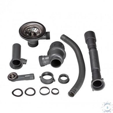 Сифон для кухонной мойки Lidz (GRA) 47 01 003 01 с круглым переливом (выход 50/40 мм) SD00041545 фото