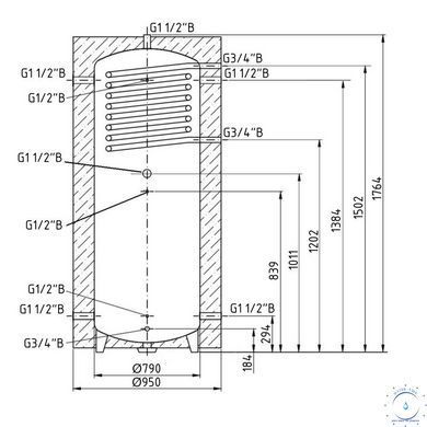 Теплоакумулятор Thermo Alliance TAI-10 750 з теплообмінником 1,4 кв. м з ізоляцією 80 мм SD00044721 фото